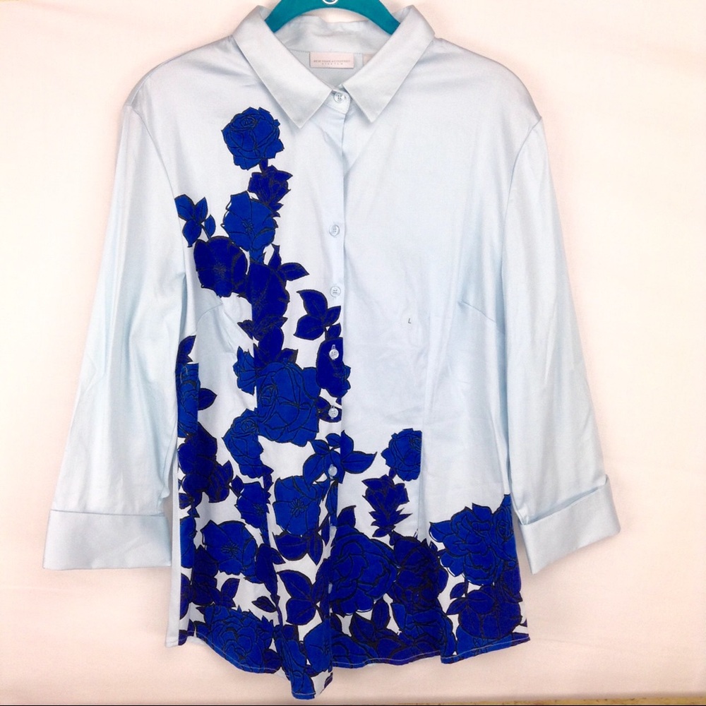 New York & Company Dress Shirt Stretch Size Large